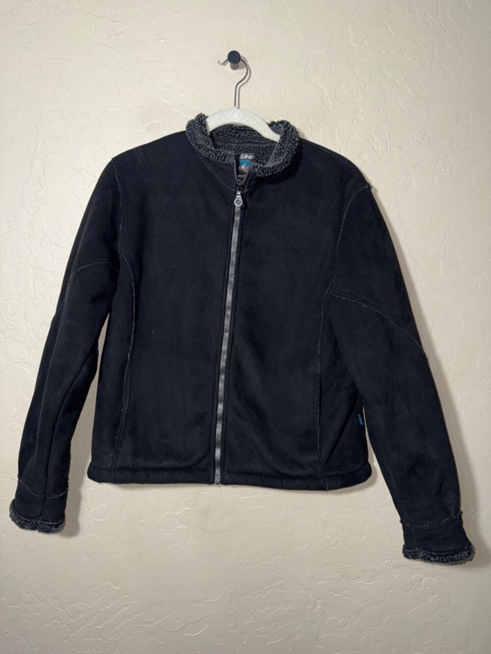 Kuhl black micro shearling full zip winter jacket womens size large